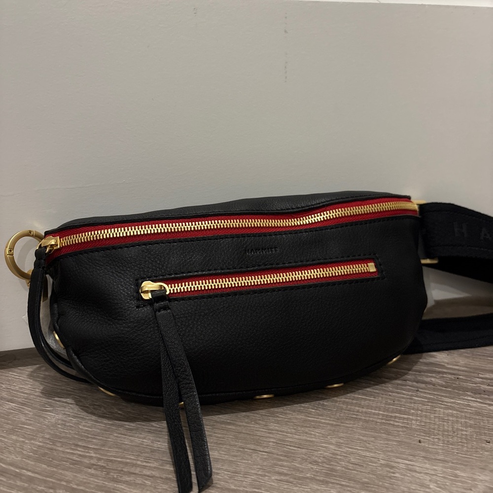 Hammitt Leather Crossbody Belt Bag with Red Zip Accents - Picture 2 of 3